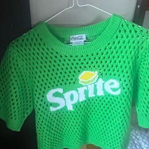 Coca-Cola x Sprite Green Open-Knit Logo Sweater Top